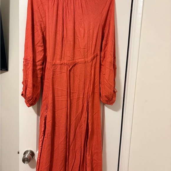 Free People Southwest Lace Maxi Dress Red Chimes Lace Embroidered Dress Tie Back - Picture 3 of 5
